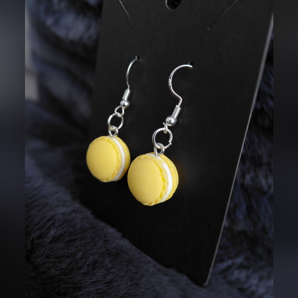 Handmade Yellow Macaron Earrings